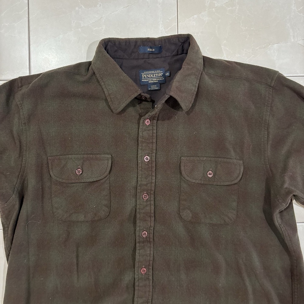 Pendleton Board Shirt Men's XL Wool Flannel Brown Green Button Up Outdoors Gorp